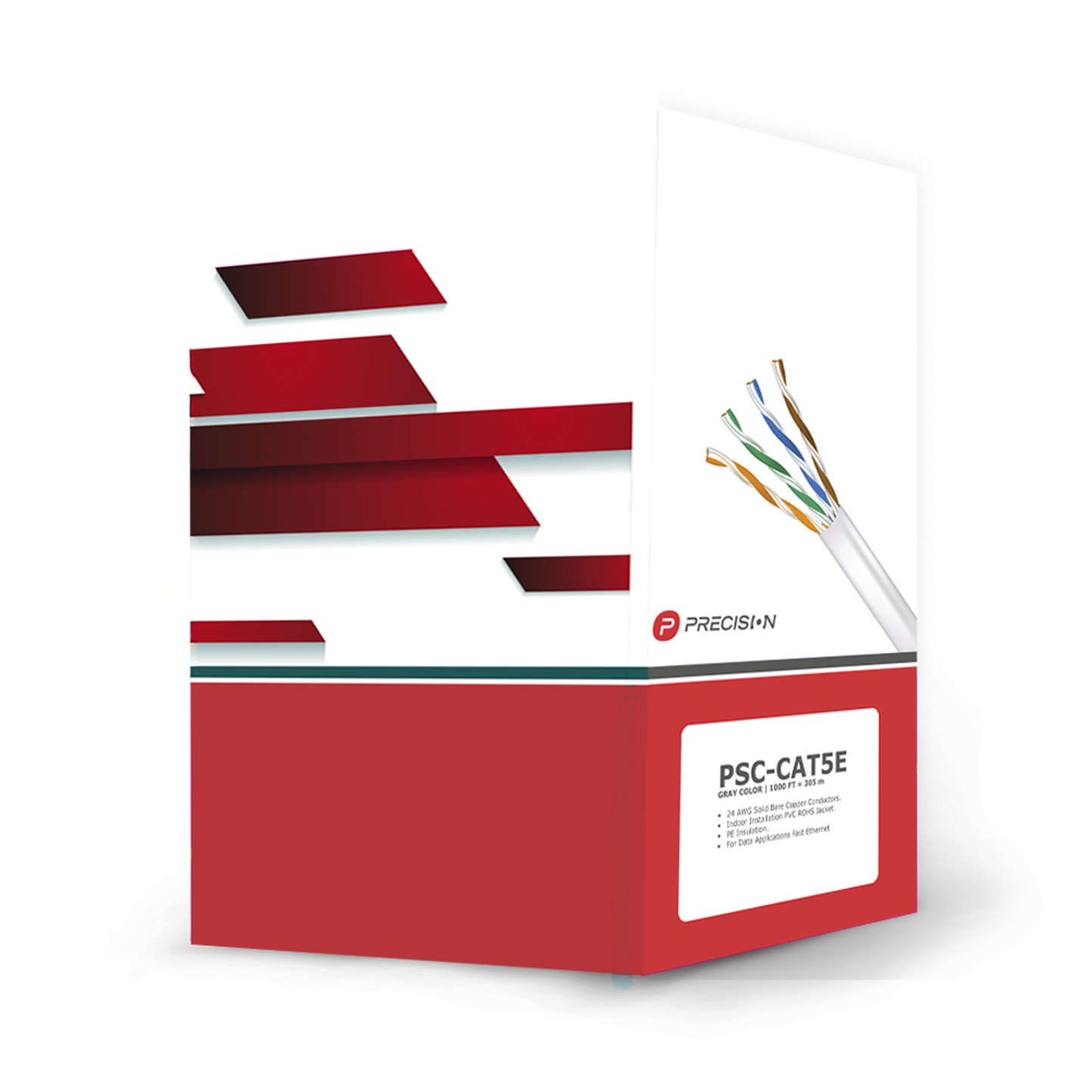 PSC-CAT5E - Bobina de Cable de UTP de 4 Pares Cat5e de 305 Metros (1000 Pies), 100% Cobre, PVC ROHS, Color Gris, 24 AWG, Uso en Interior, Para Aplicaciones de Voz, Datos y Video