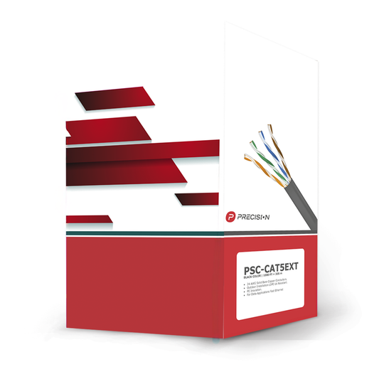 PSC-CAT5EXT - Bobina de Cable de UTP de 4 Pares Cat5e de 305 Metros (1000 Pies), 100% Cobre, LDPE Resistente a Rayos UV, Color Negro, 24 AWG, Uso en Exterior, Para Aplicaciones de Voz, Datos y Video