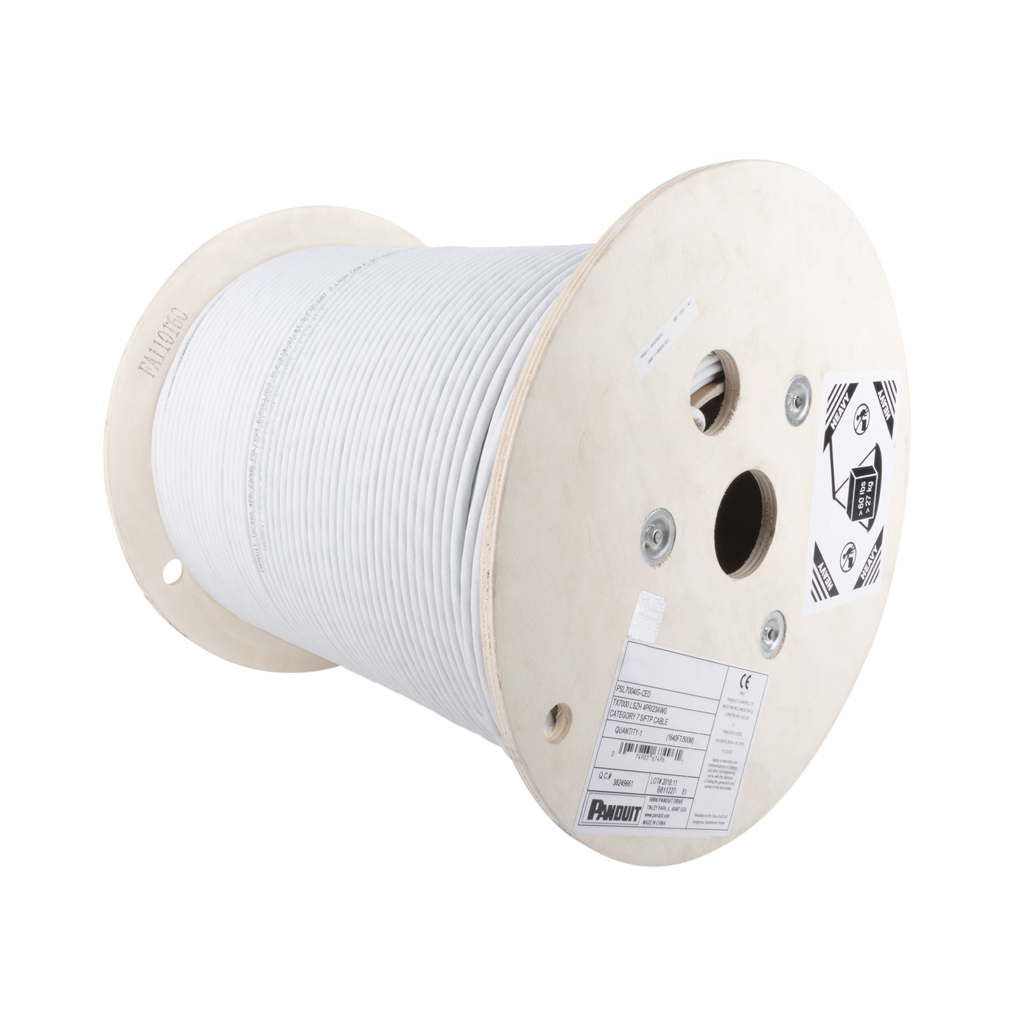 PSL7004IG-CED - Bobina de Cable Blindado S/FTP de 4 Pares, Cat7, Inmune a Ruido e Interferencias, LSZH (Bajo Humo, Cero Hal�genos), Color Gris, Bobina de 500 Metros (1640 Pies)