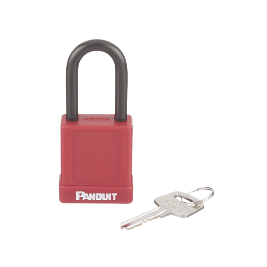 PSL-8 - Candado de Bloqueo LOTO de Seguridad Dieléctrico, Con Llave Única, Diámetro de 6.5 mm, Color Rojo