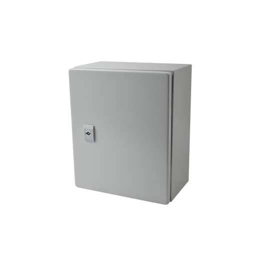 PST-2530-15A Gabinete de Acero IP66 Uso en Intemperie (250 x 300 x 150 mm) con Placa Trasera Interior Metálica y Compuerta Inferior Atornillable (Incluye Chapa y Llave T).