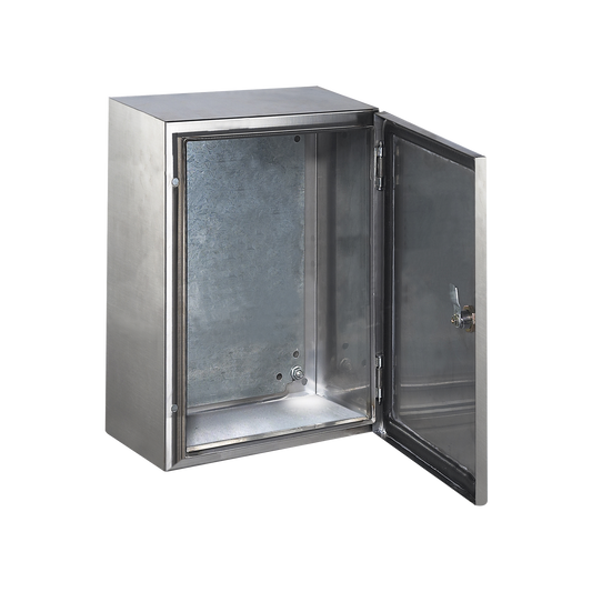 PST-304020-INOX-B Gabinete de Acero Inoxidable IP66 Uso en Intemperie (300 x 400 x 200 mm) con Placa Interna Galvanizada.