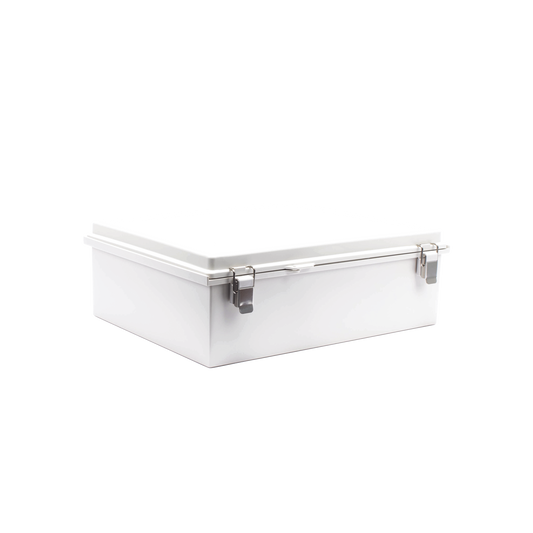 PST-3546-16E Gabinete de Plástico ABS, Uso en Intemperie IP66 (350 x 460 x 160 mm) Cierre por Broche Inoxidable y Permite Cerrado con Candado y Llave (Perno 5mm) No Incluido