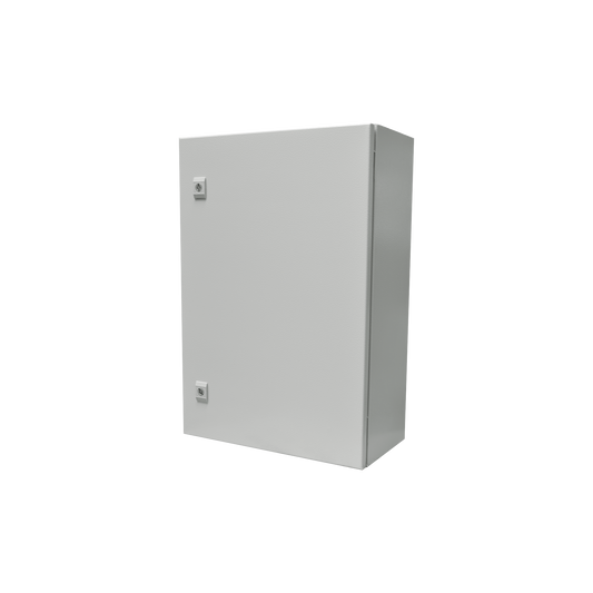 PST-5070-25A Gabinete de Acero IP66 Uso en Intemperie (500 x 700 x 250 mm) con Placa Trasera Interior Metálica y Compuerta Inferior Atornillable (Incluye Chapa y Llave T).