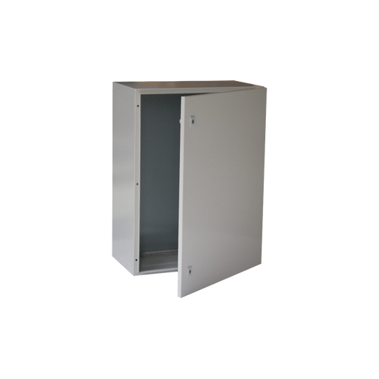 PST-6080-30A Gabinete de Acero IP66 Uso en Intemperie (600 x 800 x 300 mm) con Placa Trasera Interior Metálica y Compuerta Inferior Atornillable (Incluye Chapa y Llave T).