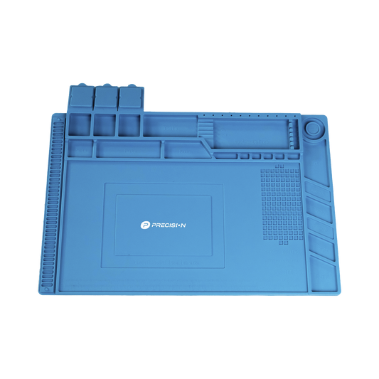 PST-S03-001 - Tapete de silicona de 45 x 30 cm, resistente al calor con áreas magnéticas y de almacenamiento de componentes, ideal para la reparación de equipos y tarjetas electrónicas.