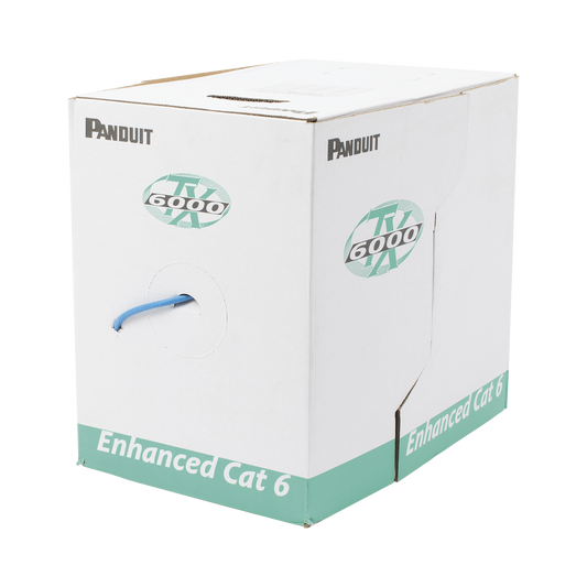 PUL6004BU-FE Bobina de Cable UTP 305 m. de Cobre, TX6000? PanNet, Reelex, Azul, Categoría 6 Mejorado (23 AWG), LSZH (Bajo Humo, Cero Halógenos), de 4 pares