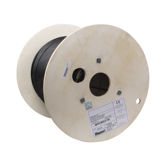 PUO6C04BL-CEG Bobina de Cable UTP de 4 Pares, PanNet, Para Exterior con Gel, Cat6 (23 AWG), Industrial para Climas Extremos, Color Negro, 305 m