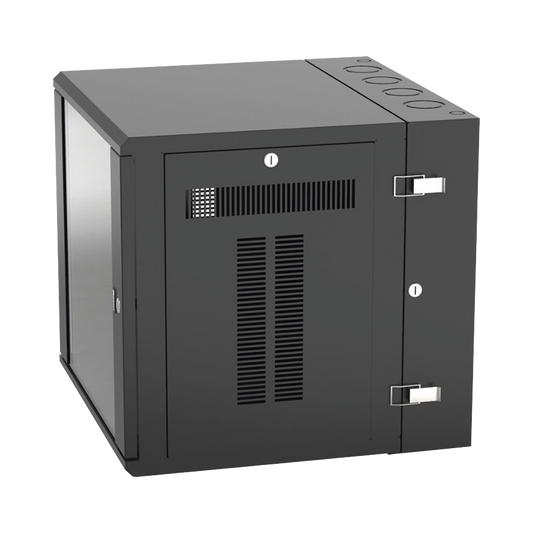 PZWMC12W Gabinete PanZone de Montaje en Pared, de 19in, Puerta con Ventana de Seguridad, 12 UR, 635mm de Profundidad, Color Negro