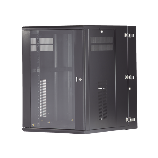 PZWMC1830W Gabinete PanZone de Montaje en Pared, de 19in, Puerta con Ventana de Seguridad, 18 UR, 762mm de Profundidad, Color Negro