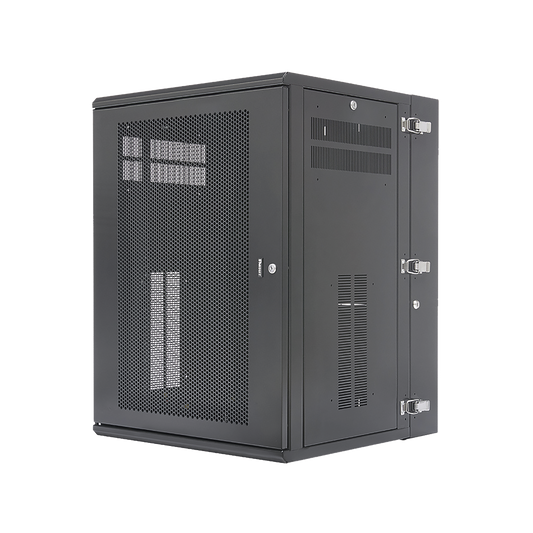 PZWMC18P - Gabinete PanZone de Montaje en Pared, de 19in, Puerta Ventilada, 18 UR, 635mm de Profundidad, Color Negro