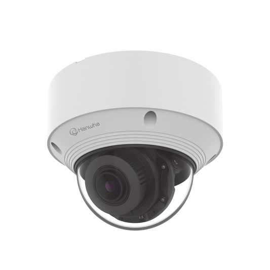 QNV-C8083R Cámara IP Tipo domo Antivandálica 5 Megapíxel / Lente Varifocal 3.2 - 10mm / IR 30M / WDR 120db / IP66 / H.265 & WiseStream / Inteligencia Artificial Deteccion de Personas y vehiculos