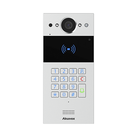 R20KSIP Videoportero SIP / Teclado y Lector de Tarjeta / Notificación App / Notificación Llamada Telefónica / Configuración en la Nube / POE / IP65 / Cámara de 2 MP / NFC / PIN Temporal para Visitas / Control de 2 Puertas