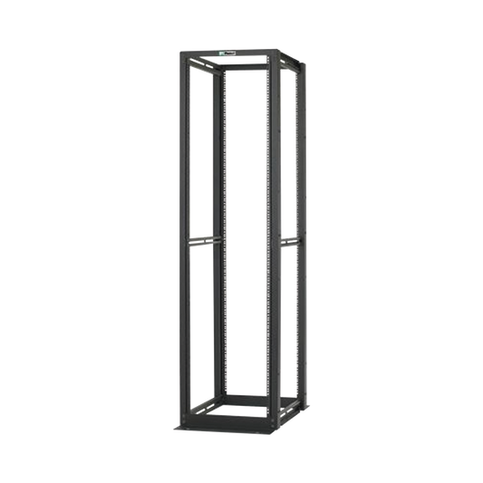 R4P Rack de Cuatro Postes Estándar de 19, Rieles Numerados y Roscados #12-24, Profundidad Máxima de 30 in, 45 Unidades de Rack, Color Negro