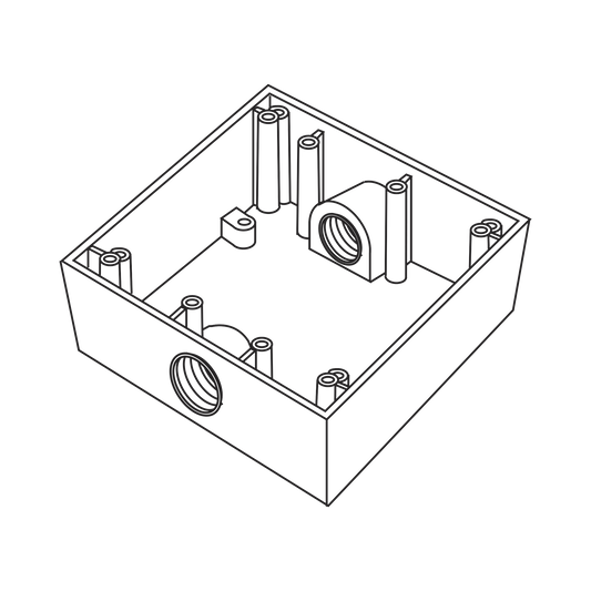 RC-04-83 - Caja Cuadra de 3/4" a Prueba de  Intemperie/ Cuenta con 2 salidas.