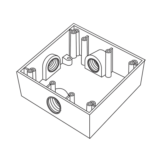 RC-0503 - Caja Cuadrada de 3/4" (19.05 mm) a Prueba de Intemperie/ Cuenta con 3 bocas.