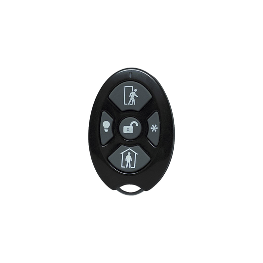 RE6005 - ALULA - Control Remoto de Seguridad Cinco Botones / Compatible con Automatización del Hogar / Encriptación Inalámbrica / Indicador de Batería Baja