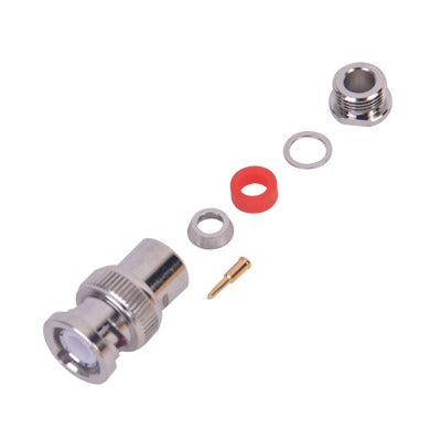 RFB-1100-2 - Conector BNC Macho de Rosca para Cable LP-142, RG-58/U, RG-142/U, Níquel, Oro, Delrin. .