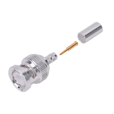 RFB-1106-2ST - Conector BNC Macho de Anillo Plegable para Cable LP-142, LP-195, LMR-195, RG-58/U, RG-142/U, Plata/Oro/Teflón.