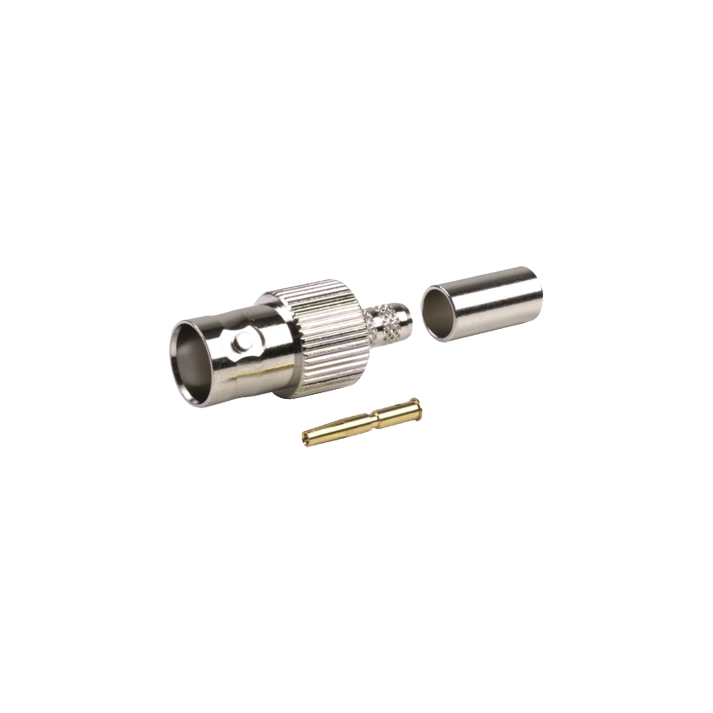 RFB-1124-1X - Conector BNC Hembra de Anillo para Cables RG-8/X, LMR-240, 9258, Níquel/ Oro/ Delrin.