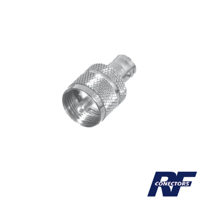 RFB-1137 - Adaptador en Línea para 50 Ohm, Conector BNC Hembra-UHF Macho (PL-259), Níquel/ Plata/ Delrin.