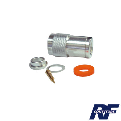 RFN-1002-1SI - Conector N Macho de Rosca para Cables 9913, RFLASH-1113, 7810A, RG8/U-SYS, CNT-400, 8214, Plata/Oro/Teflón.