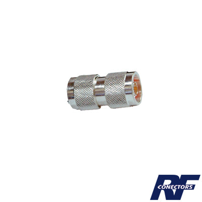 RFN-1014-1 - Adaptador Barril en Línea de Conector N Macho a N Macho, Plata/ Oro/ Teflón.