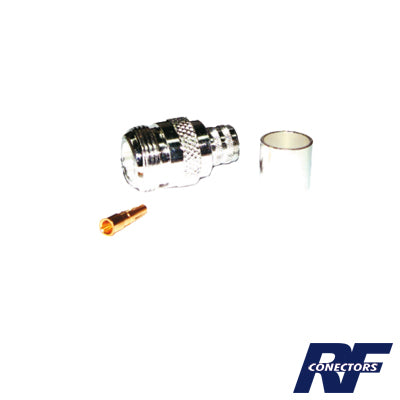 RFN-1028-SI - Conector N Hembra de Anillo Plegable para Cables 9913, 8214, LMR-400, RG8/U-SYS, RFLASH-1113, Plata/ Oro/ Teflón.