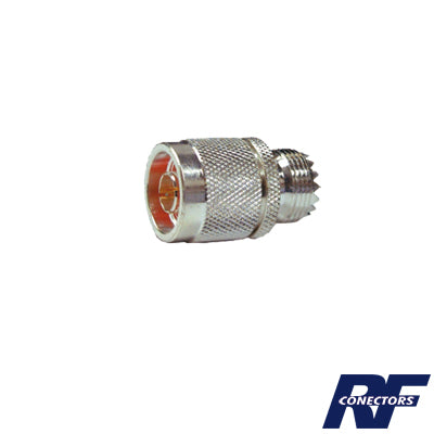 RFN-1035-1 - Adaptador en Línea, de Conector N Macho a UHF Hembra (SO-239), Plata/ Oro/ Teflón.