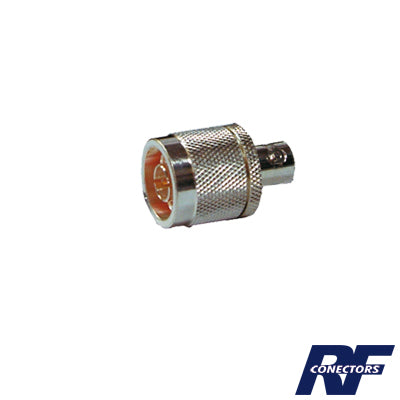 RFN-1037-1 - Adaptador en Línea de Conector N Macho a BNC Hembra, Plata/ Oro/ Teflón.