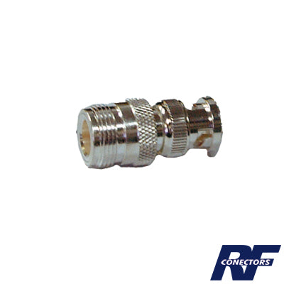 RFN-1038-1 - Adaptador en Linea para 50 Ohm, de Conector N Hembra a BNC Macho, Plata /Oro /Teflón.