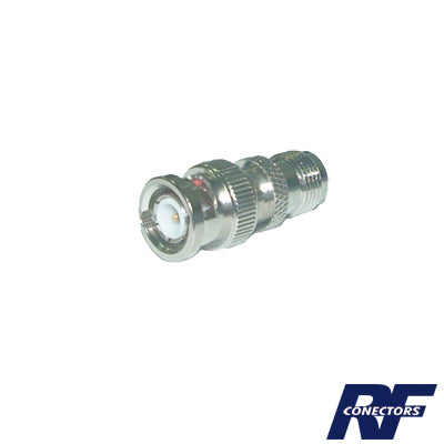 RFT-1230 - Adaptador en Línea de Conector TNC Hembra a BNC Macho, Níquel/ Oro/ Teflón.