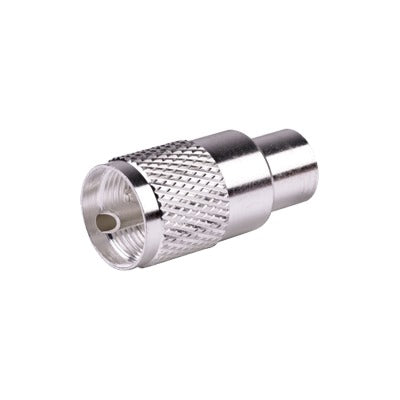 RFU-501 - Conector UHF Macho (PL-259) para Cables RG-8/U, RG-8U-SYS, 8237, 8267, 8268, 9913, CTN-400, 7810, 8214, 7810A, RFLASH-1113, LMR-400, Plata )/ Plata/ Teflón.