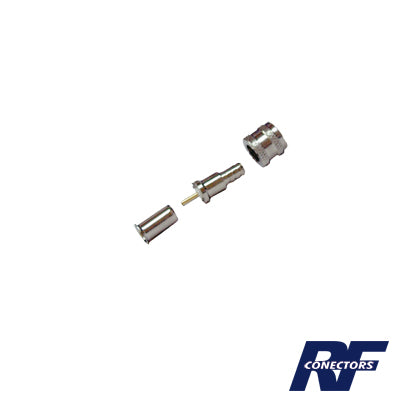 RFU-600-1 - Conector Mini UHF Macho, 50 Ohm, de Anillo Plegable para Cables RG-58/U, RG-142/U, Niquel/Oro/Delrin.