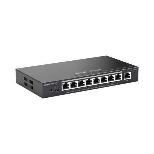 RG-ES209GC-P - Switch Administrable 8 Puertos PoE+ 802.3af/at Gigabit, gestión gratuita desde la nube, 120w