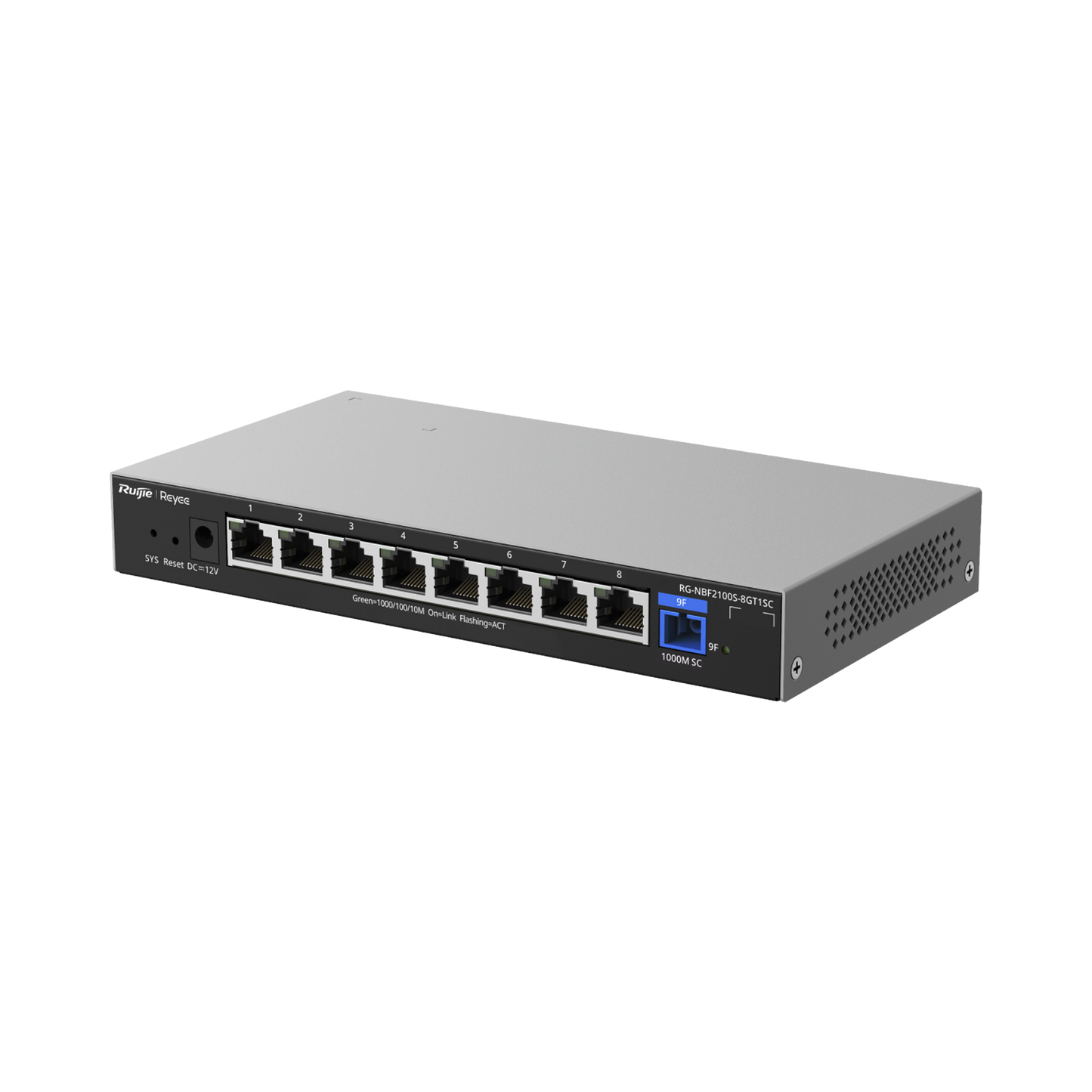 RG-NBF2100S-8GT1SC - e-Lighten ONU / Switch Hibrido, Capa 2 con un Puerto PON 1G SC/UPC y 8 Puertos Ethernet 1G hasta 100 Clientes