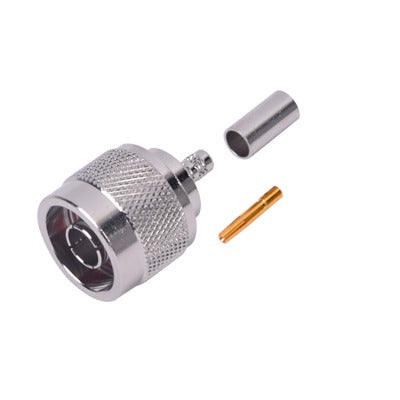 RP-1005-C - Conector N Macho Inverso de Anillo Plegable para cables RG-58/U, RG-142/U.