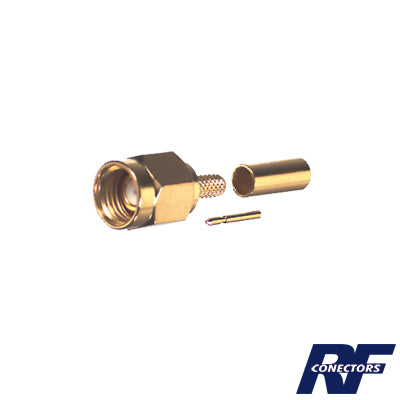 RP-3000-1B - Conector SMA Macho Inverso de Anillo Plegable para Instalar en Cables RG-174/U y RG-316/U.