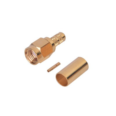 RP-3000-1C1 - Conector SMA Macho Inverso de anillo plegable para cable RG-142/U, Oro/Oro/Teflon.