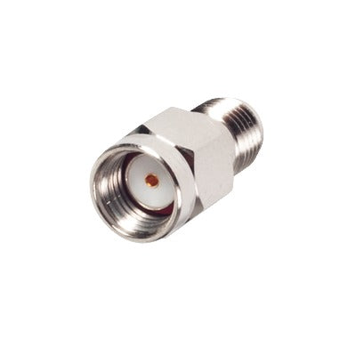RP-3405 - Adaptador en Línea de Conector SMA Macho Inverso a SMA Hembra, Níquel/ Oro/ Teflón.