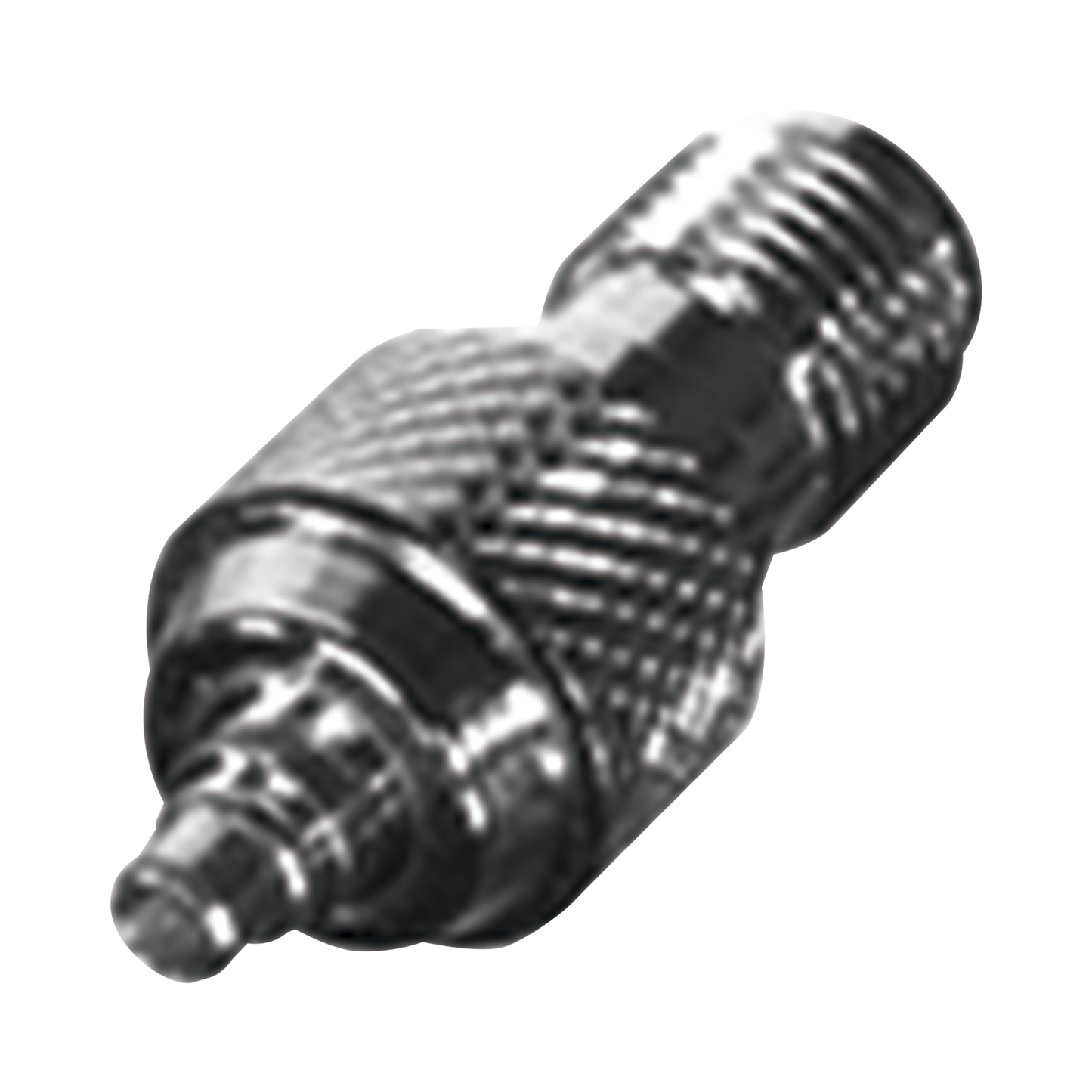 Adaptador en Linea de Conector SMA Hembra Inverso a MMCX Macho, Oro/ Oro/ Teflón.