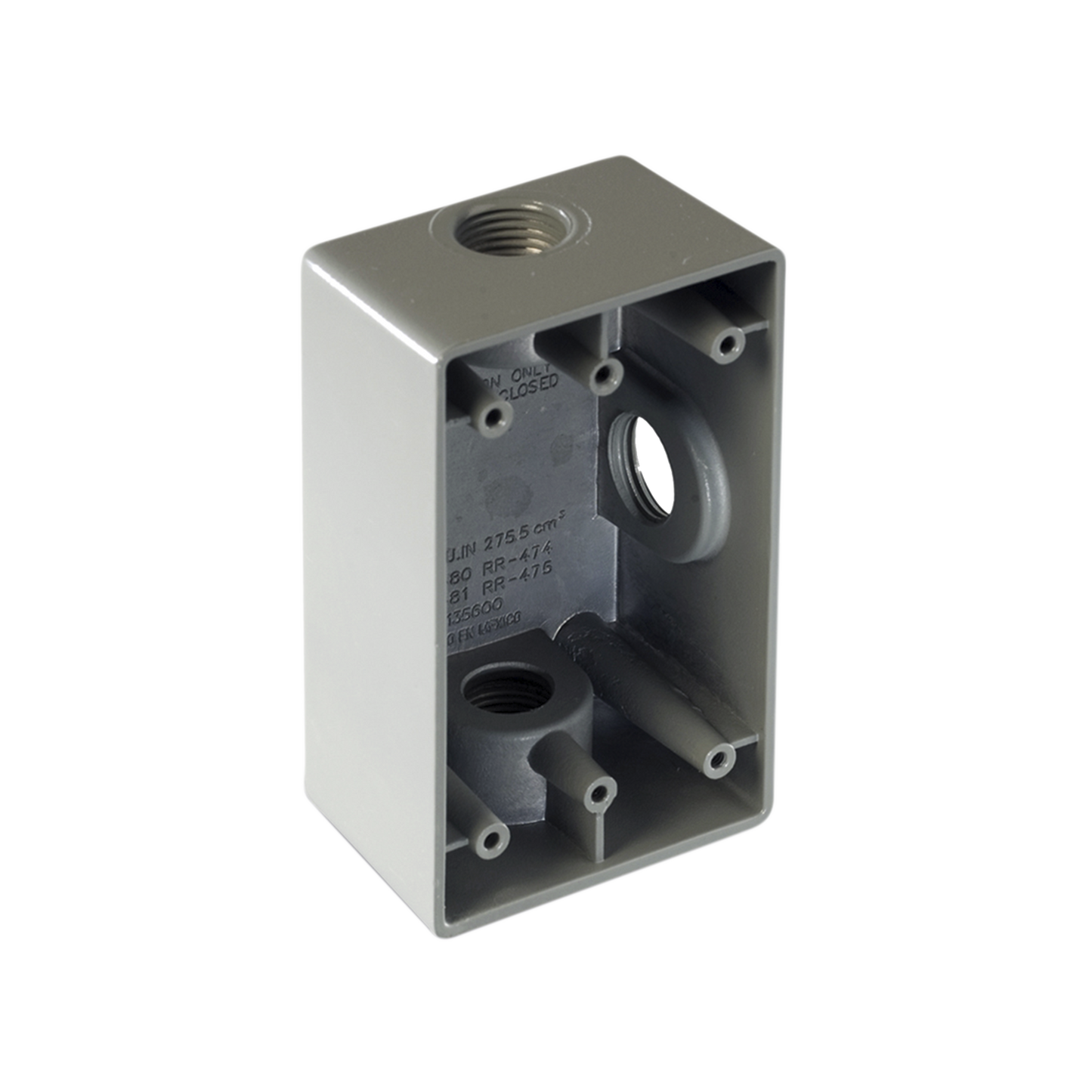 RR-0480 - Caja Condulet FS de 1/2" ( 12.7 mm) con tres bocas a prueba de intemperie.