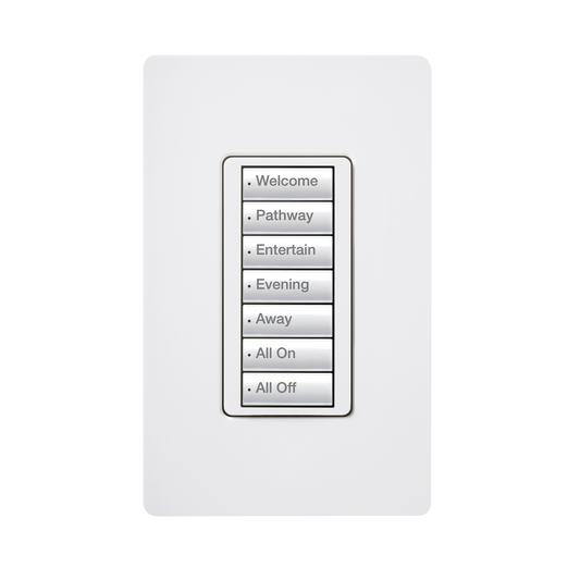 RRDW7BWH (RadioRA2) Teclado seetouch 7 botones, programe escenas diferentes en cada botón.