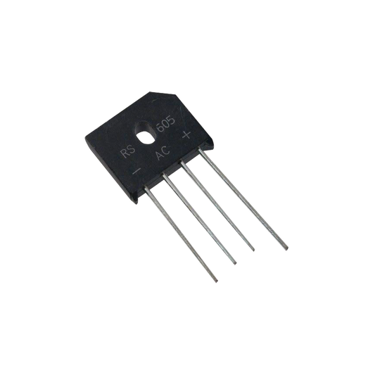 RS-605 - Puente Rectificador en Línea de 6 Amp., 600 PIV, Silicio, 420 RMS.