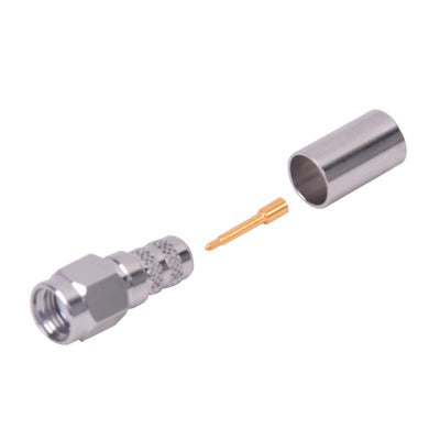 RSA-3000-X - Conector SMA Macho de Anillo Plegable para Cables LMR-240, RG-8/X, 9258, Niquel/Oro/Teflón.