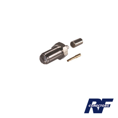 RSA-3050-C - Conector SMA Hembra de Anillo Plegable para Cable RG-58/U, Niquel/ Oro / Teflón.