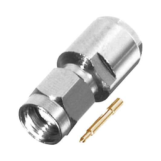 Conector SMA Macho de Rosca para RG-58/U, LMR-195, Grupo C, Níquel/ Oro/ Teflón.�??