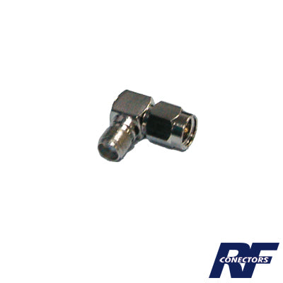 RSA-3402 - Adaptador en Ángulo Recto, de Conector SMA Macho a SMA Hembra Níquel/ Oro/ Teflón.