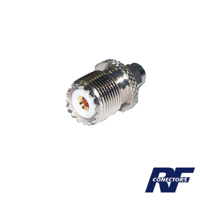 RSA-3457 - Adaptador en Línea, de Conector SMA Macho a UHF Hembra (SO-239), Níquel/ Oro/ Teflón.
