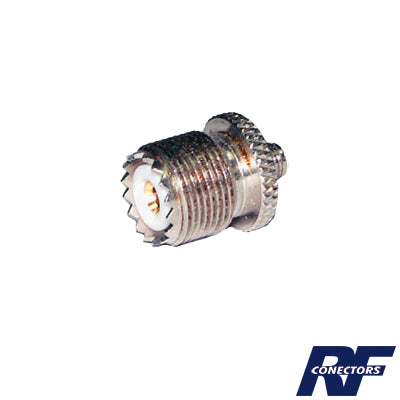 RSA-3475 - Adaptador en Línea de Conector SMA Hembra a UHF Hembra (SO-239), Níquel/ Oro/ Teflón.